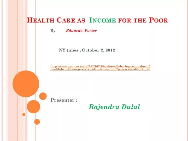 health care as income for the poor