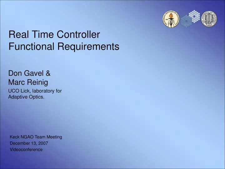 real time controller functional requirements