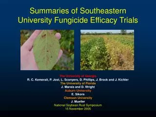 Summaries of Southeastern University Fungicide Efficacy Trials