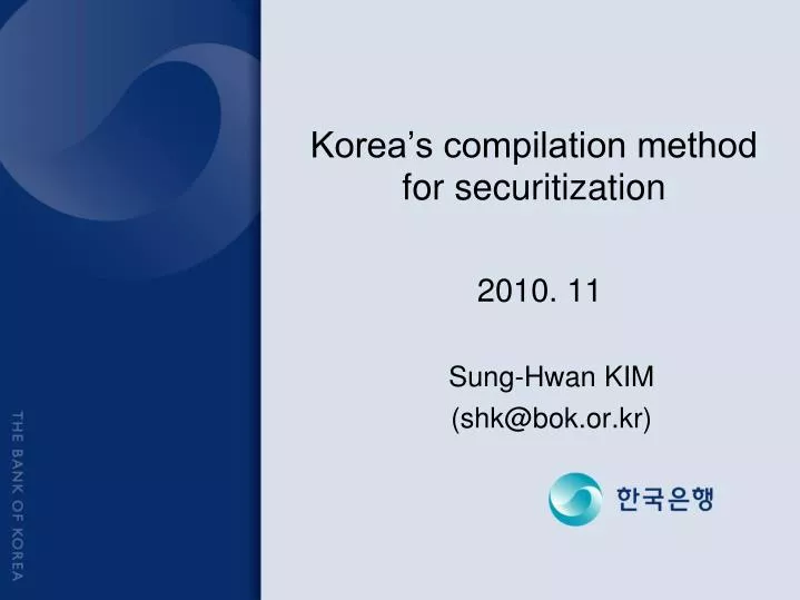 korea s compilation method for securitization