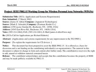 Project: IEEE P802.15 Working Group for Wireless Personal Area Networks (WPANs)