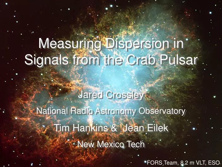 measuring dispersion in signals from the crab pulsar