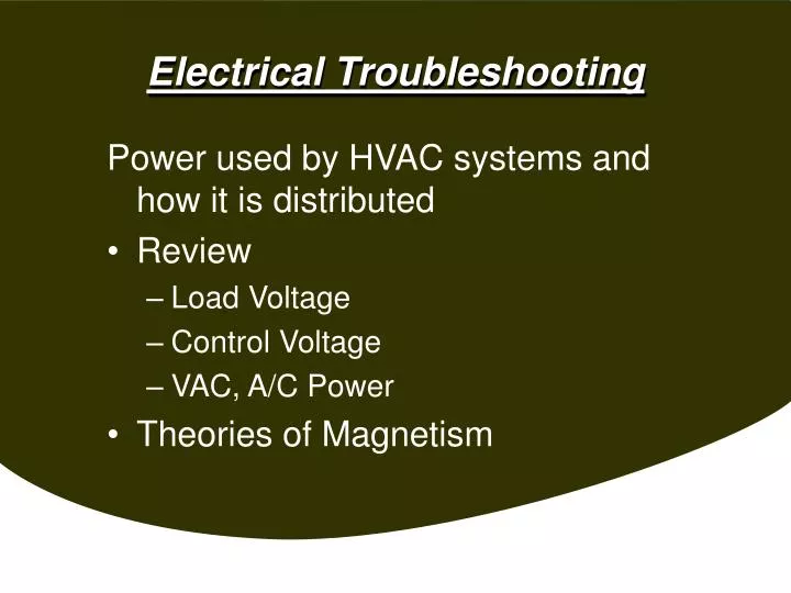 electrical troubleshooting