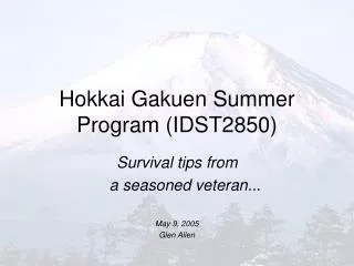 Hokkai Gakuen Summer Program (IDST2850)