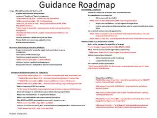 Guidance Roadmap