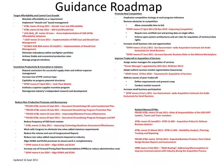 guidance roadmap