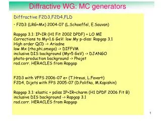 Diffractive WG: MC generators