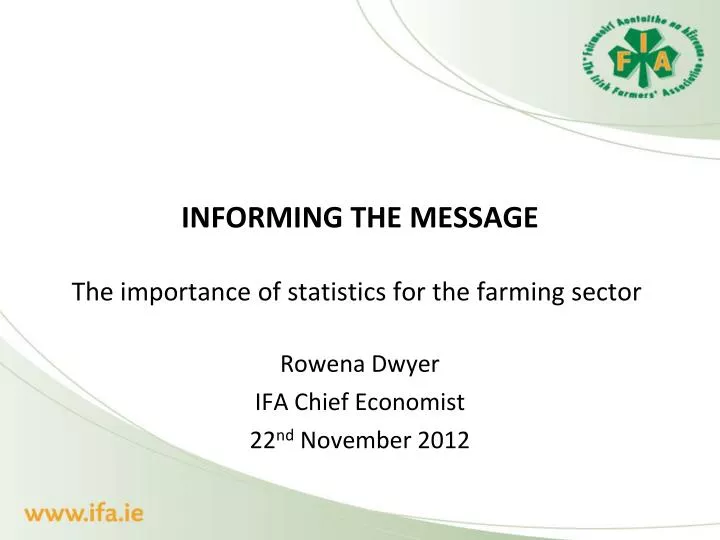 rowena dwyer ifa chief economist 22 nd november 2012
