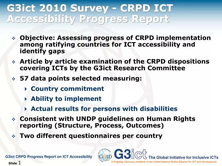 g3ict 2010 survey crpd ict accessibility progress report