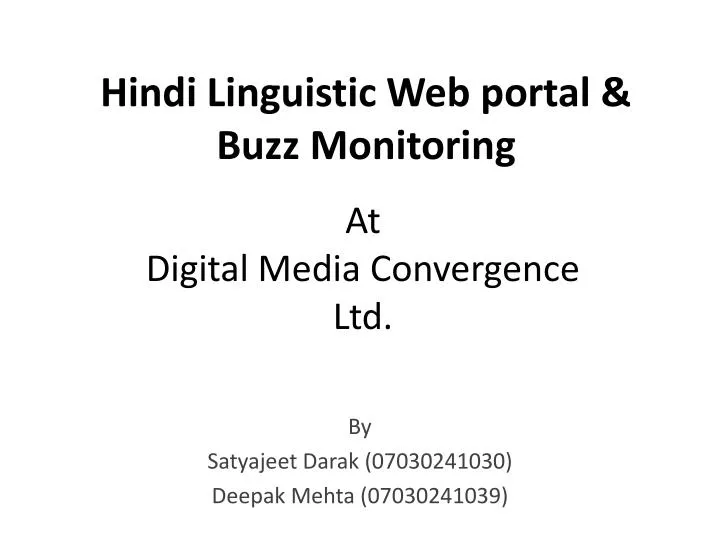 hindi linguistic web portal buzz monitoring
