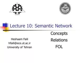 Lecture 10: Semantic Network
