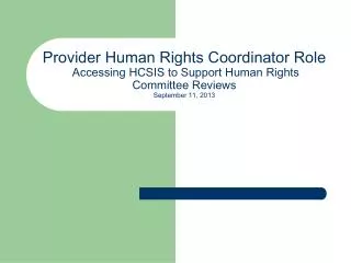 Overview - Human Rights Coordinator