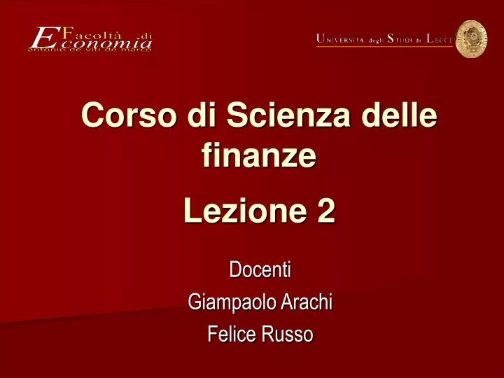 corso di scienza delle finanze lezione 2