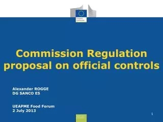 Commission Regulation proposal on official controls