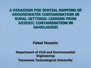 Faisal Hossain Department of Civil and Environmental Engineering