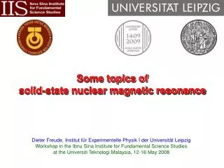 Some topics of solid-state nuclear magnetic resonance