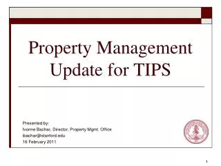Property Management Update for TIPS