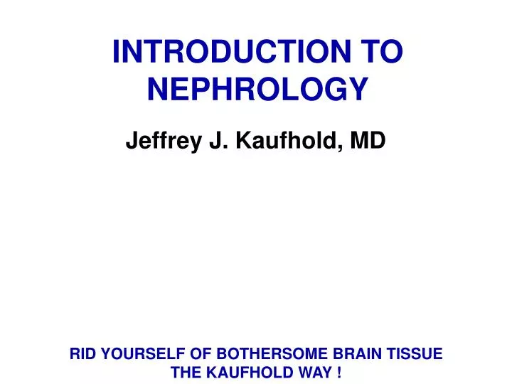 introduction to nephrology