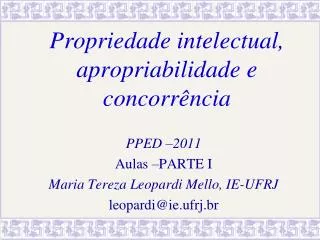 propriedade intelectual apropriabilidade e concorr ncia