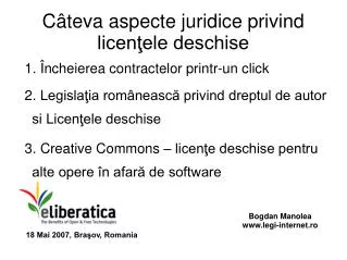 c teva aspecte juridice privind licen ele deschise