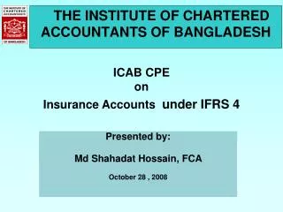 THE INSTITUTE OF CHARTERED ACCOUNTANTS OF BANGLADESH