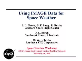 Using IMAGE Data for Space Weather