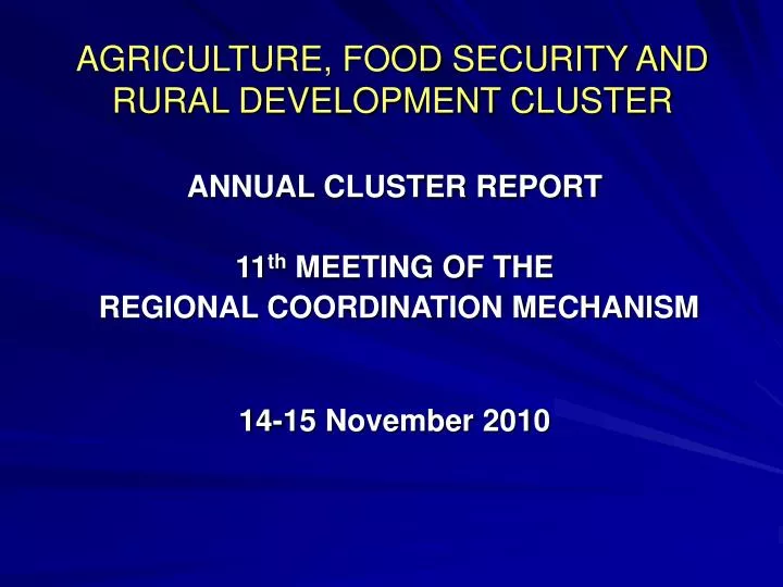 agriculture food security and rural development cluster