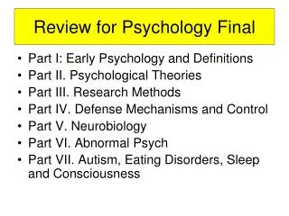 Review for Psychology Final