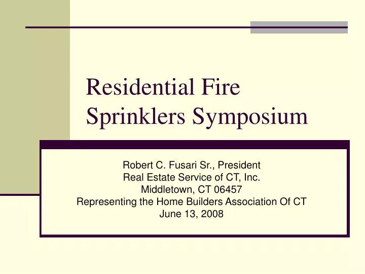 residential fire sprinklers symposium