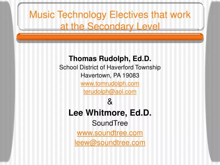 music technology electives that work at the secondary level