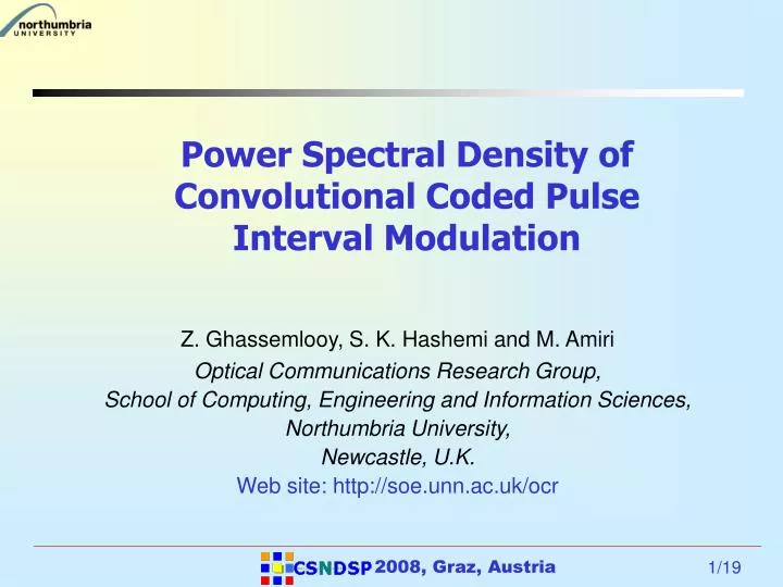 power spectral density of convolutional coded pulse interval modulation