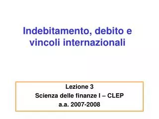 indebitamento debito e vincoli internazionali
