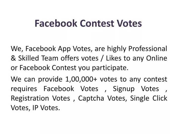 facebook contest votes