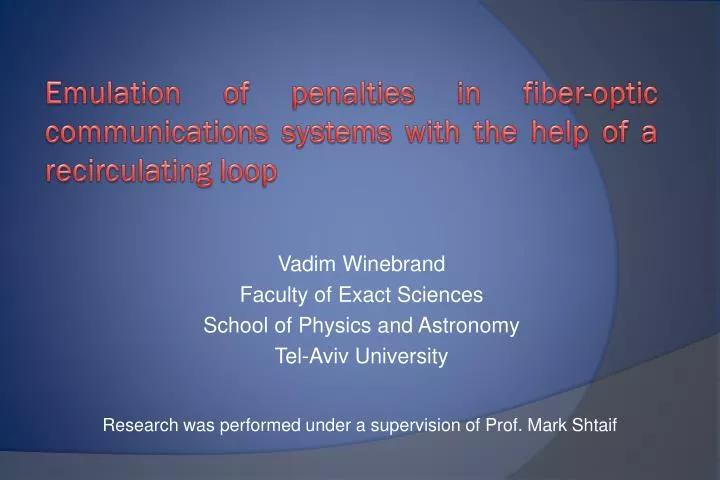 vadim winebrand faculty of exact sciences school of physics and astronomy tel aviv university