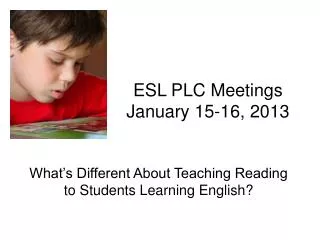 ESL PLC Meetings January 15-16, 2013