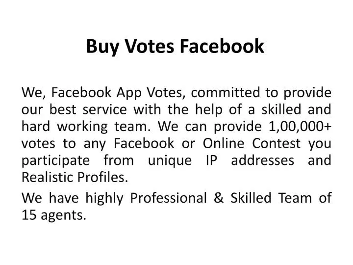 buy votes facebook