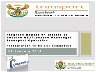 Progress Report on Efforts to Resolve RSA/Lesotho Passenger Transport Operation