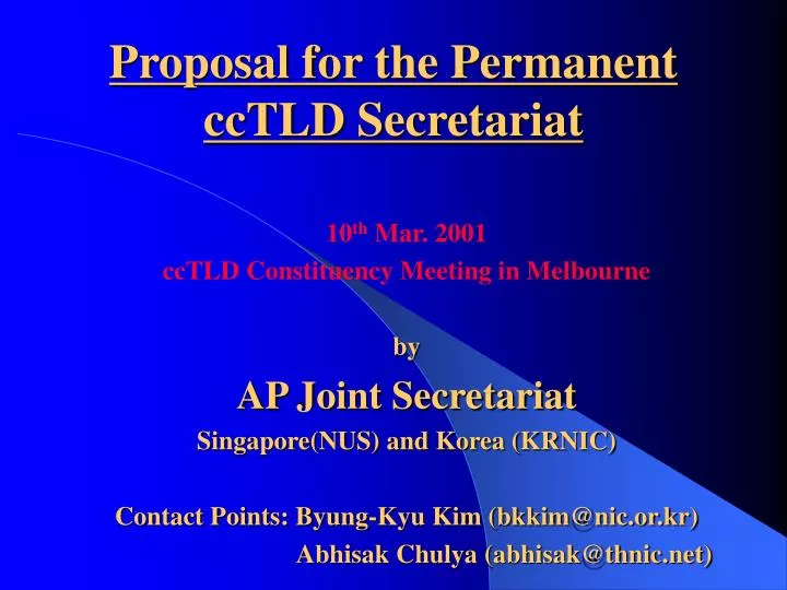 proposal for the permanent cctld secretariat