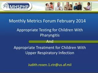 Monthly Metrics Forum February 2014