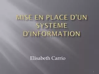 mise en place d un syst me d information