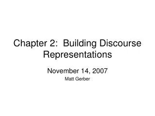 Chapter 2: Building Discourse Representations