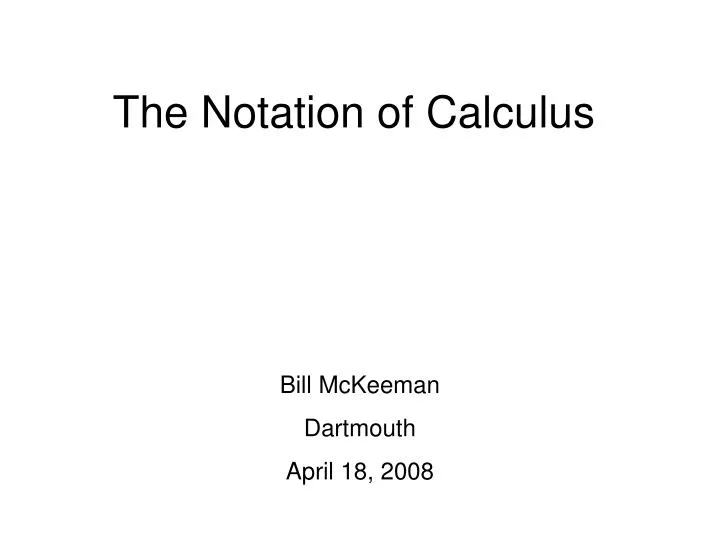 the notation of calculus