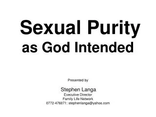 Sexual Purity as God Intended