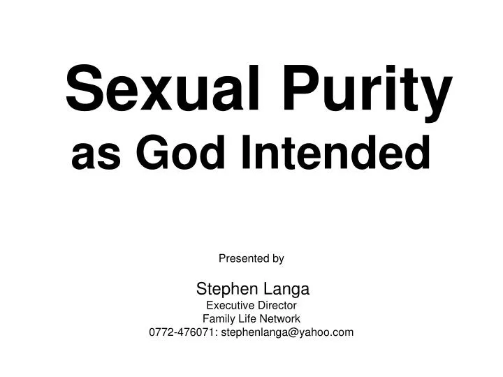 sexual purity as god intended