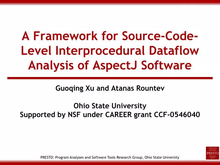 a framework for source code level interprocedural dataflow analysis of aspectj software