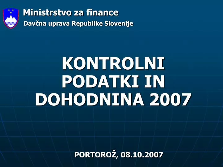 kontrolni podatki in dohodnina 2007