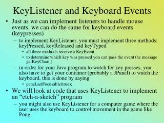 KeyListener and Keyboard Events