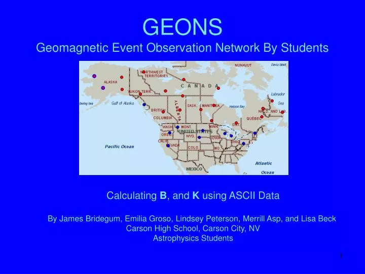 geons geomagnetic event observation network by students