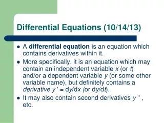 Differential Equations (10/14/13)