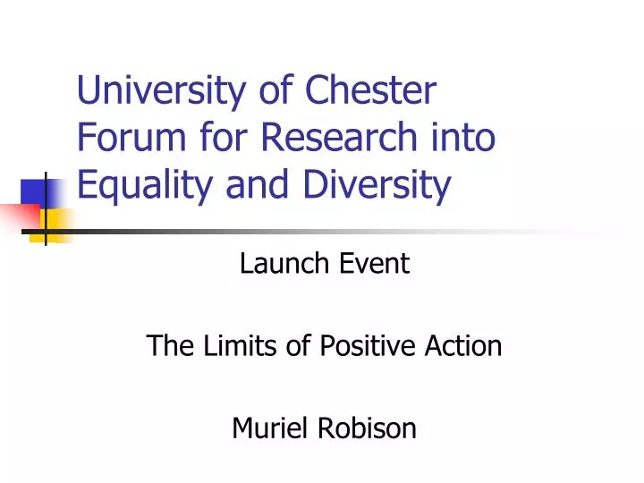 university of chester forum for research into equality and diversity